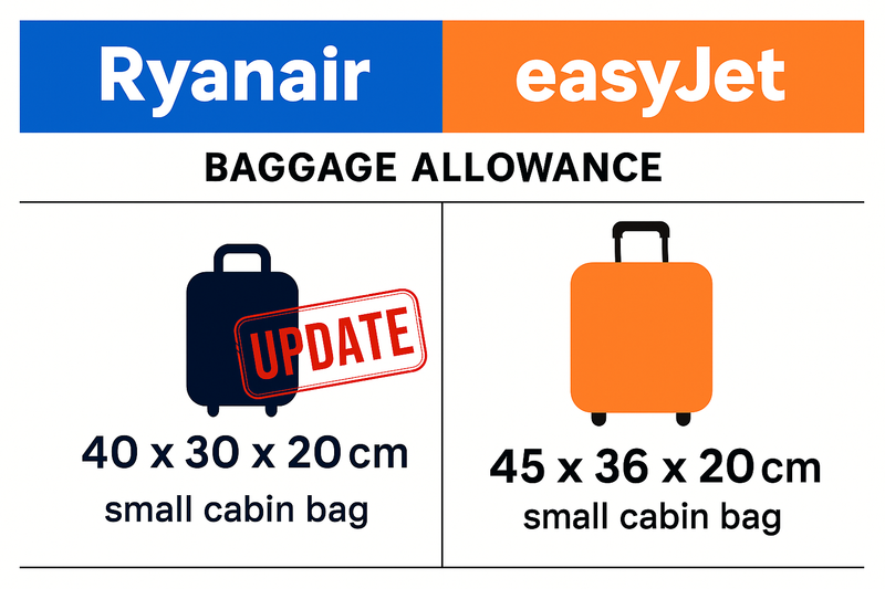 Ryanair vs EasyJet Baggage Allowance: 2025 Size & Cost Comparison