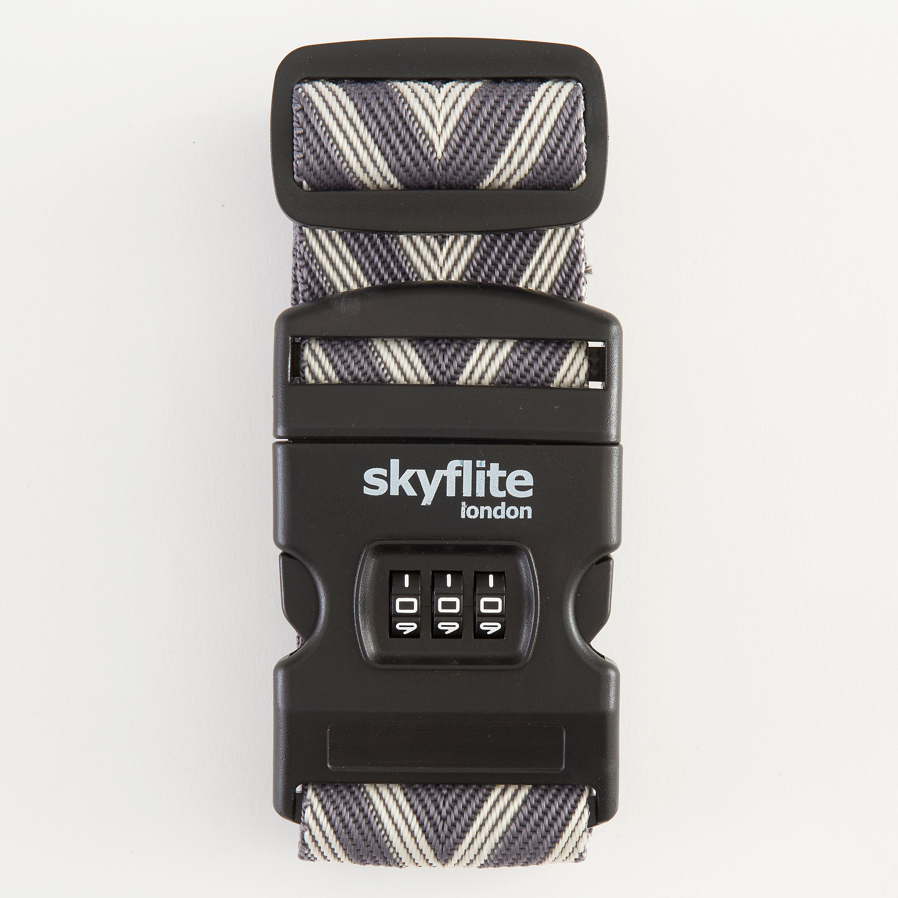 3-Dial Combination Luggage Strap – Grey Chevron