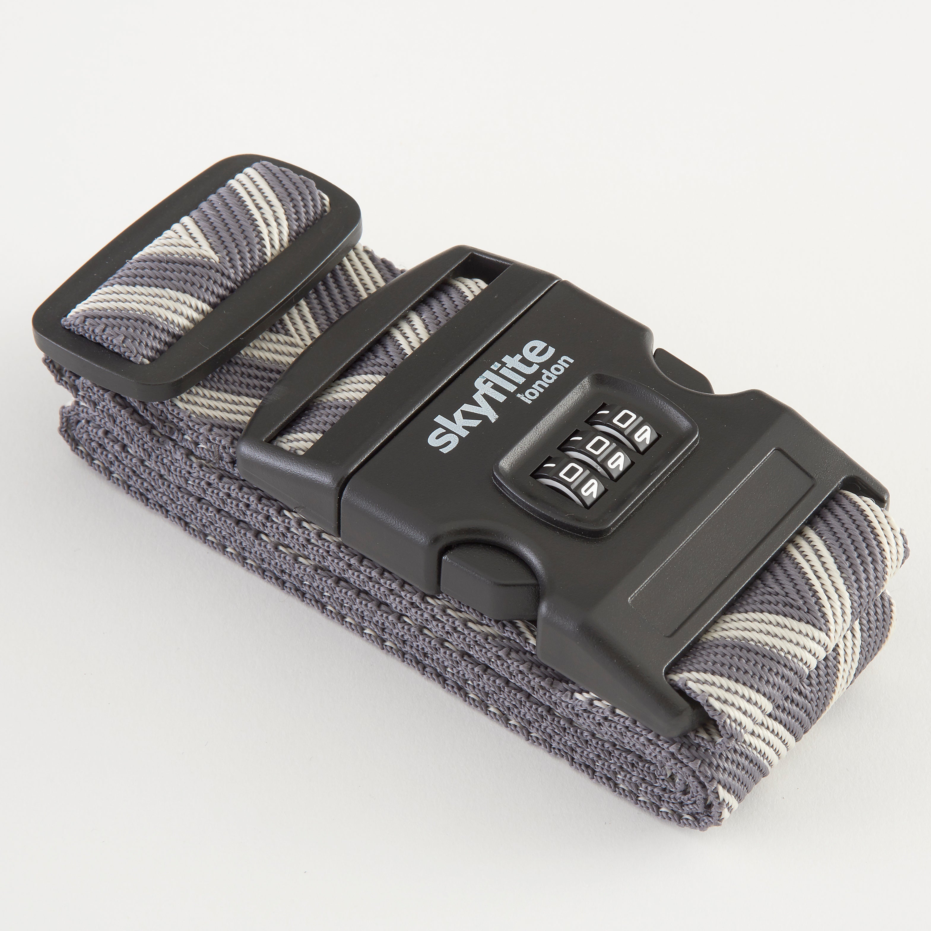 3-Dial Combination Luggage Strap – Grey Chevron