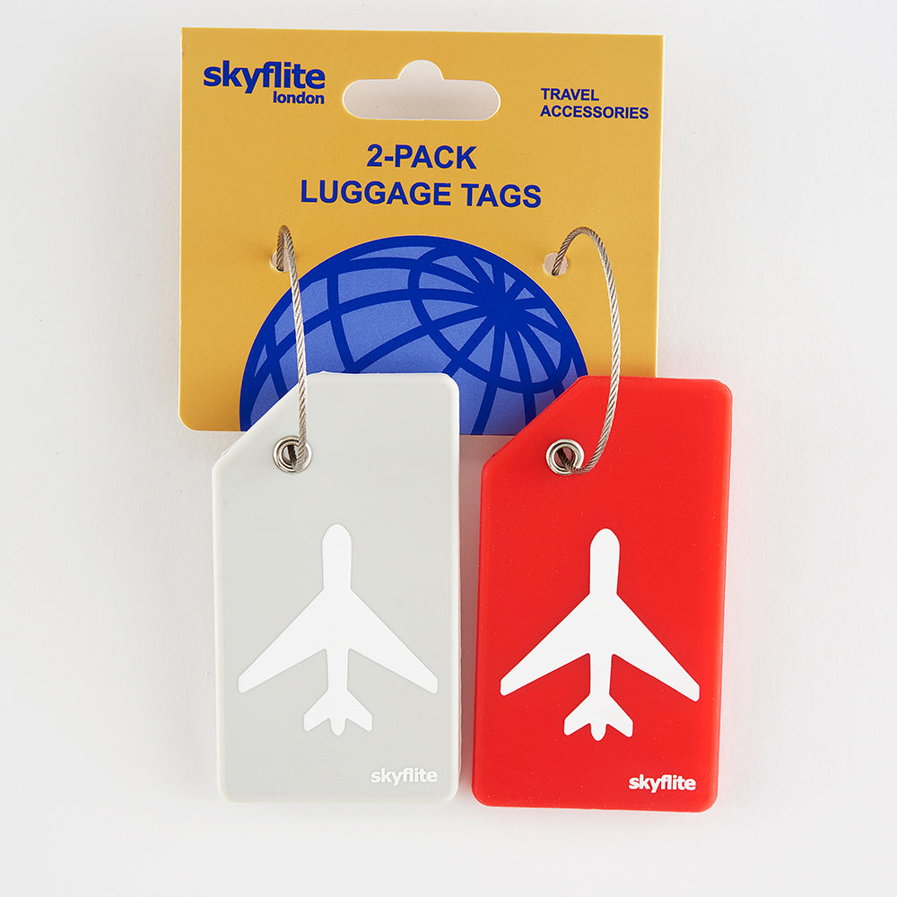 Skyflite Airplane Icon Luggage Tags with Steel Cable – 2 Pack